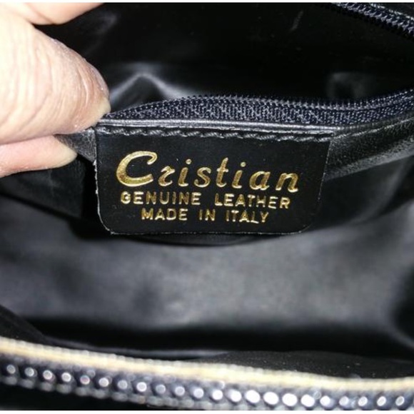 Vintage Cristian Black Italian Leather Satchel - Picture 2 of 5